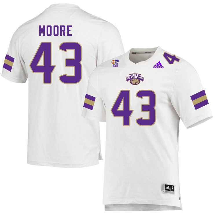 Men-Youth #43 Keldan Moore North Alabama Lions 2023 College Football Jerseys Stitched-White